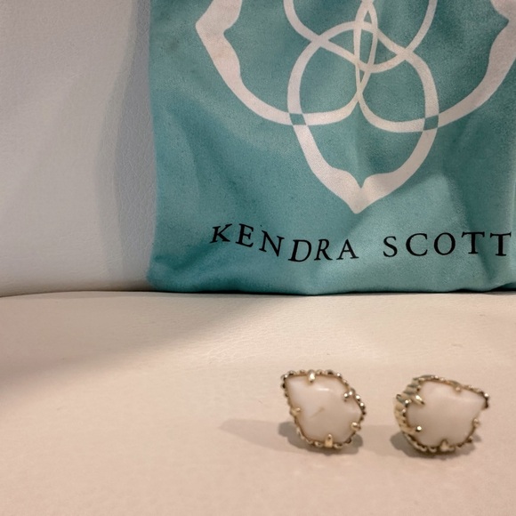 Kendra Scott Jewelry - Kendra Scott White Stud Earrings with Gold Trim
